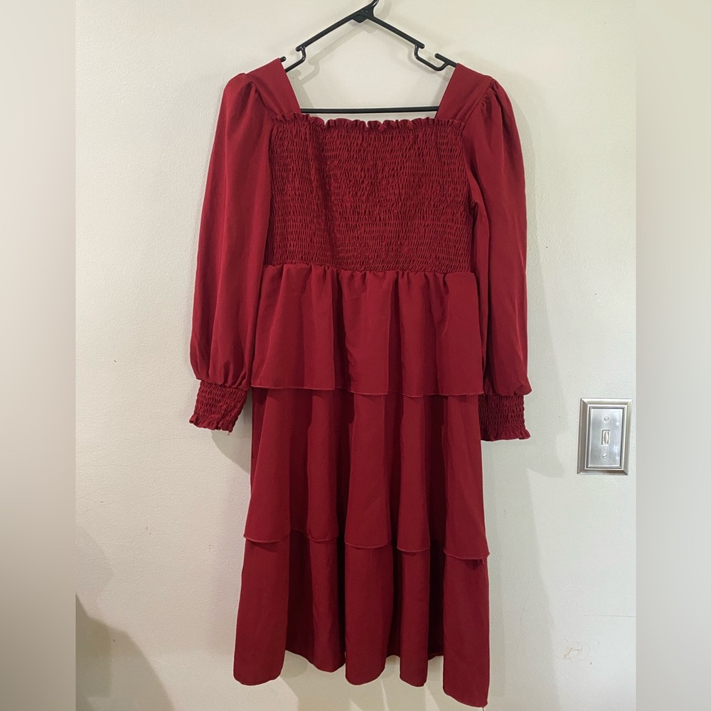 Grace Karin Burgundy Long Sleeve Dress